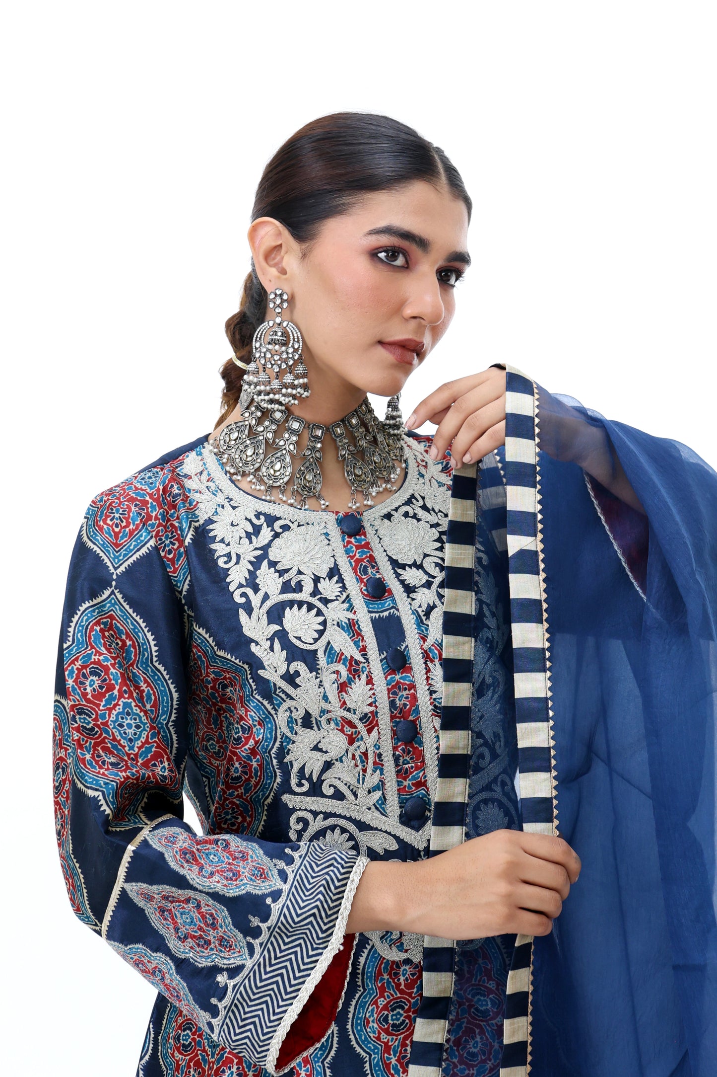 Midnight Blue Embroidered Kurta Set