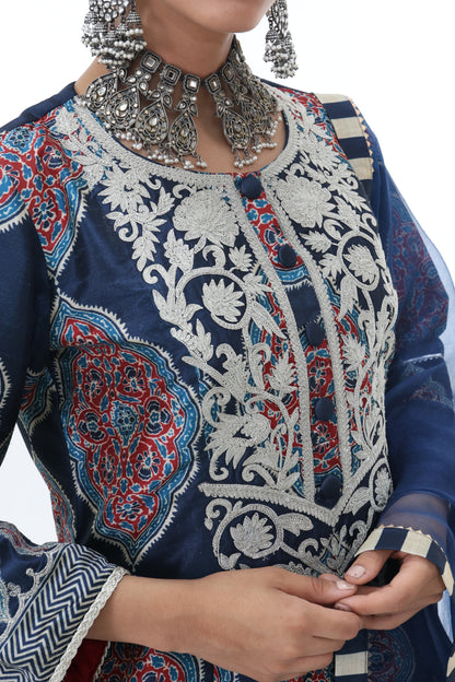 Midnight Blue Embroidered Kurta Set