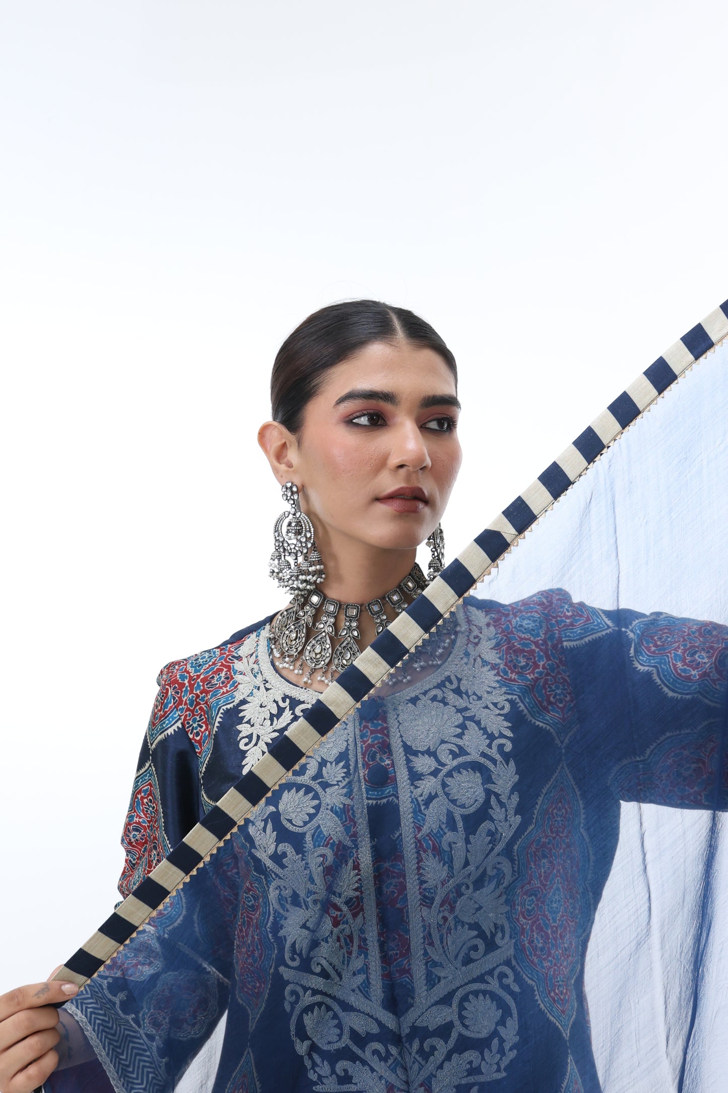 Midnight Blue Embroidered Kurta Set