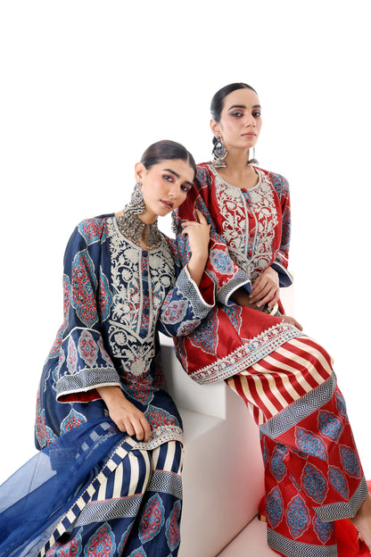 Midnight Blue Embroidered Kurta Set