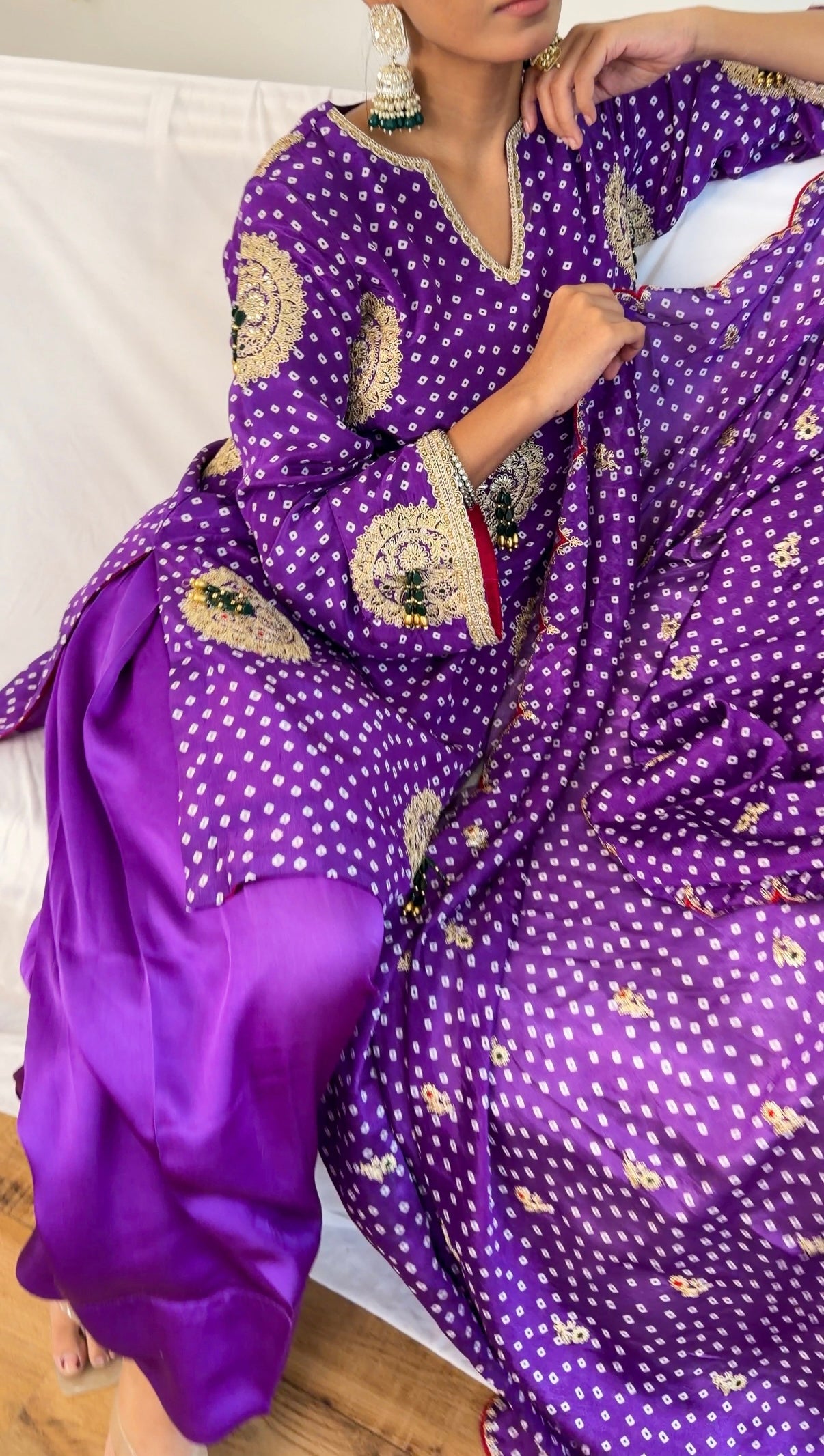 Purple farshi silk set