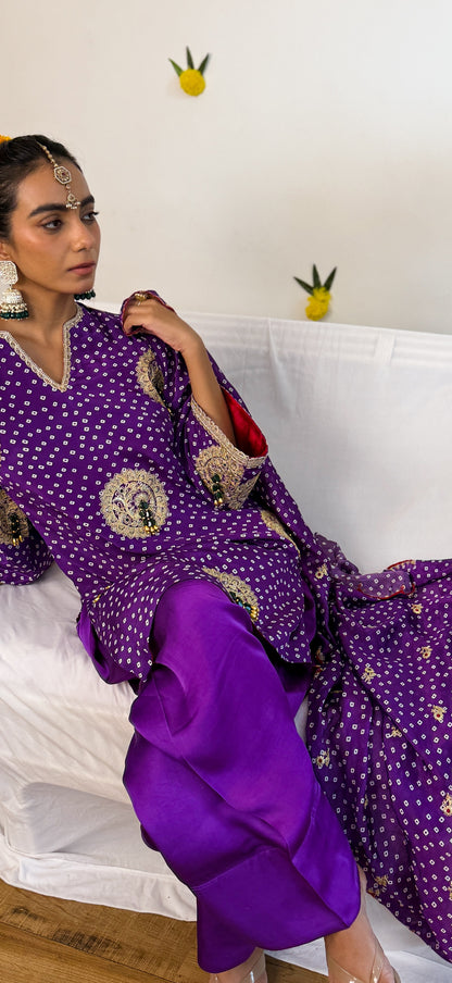 Purple farshi silk set