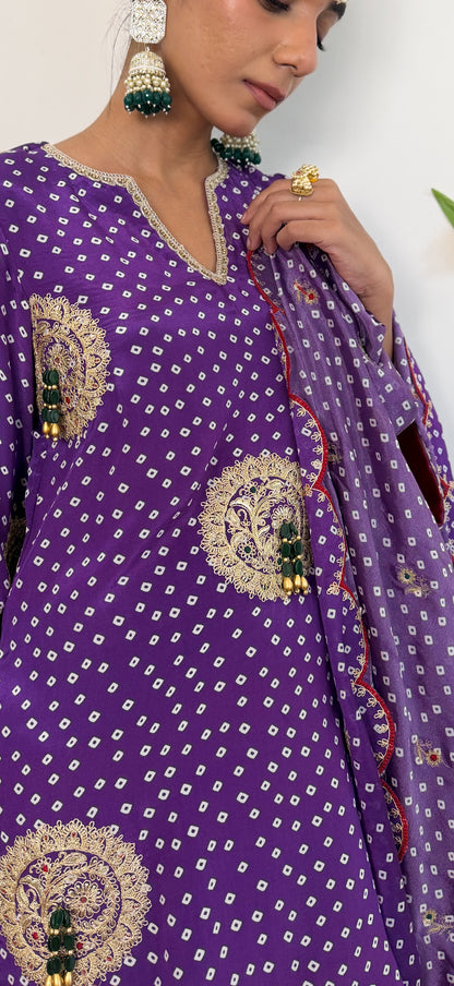 Purple farshi silk set