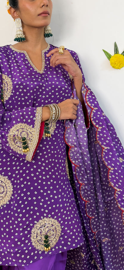 Purple farshi silk set