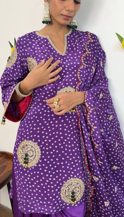 Purple farshi silk set