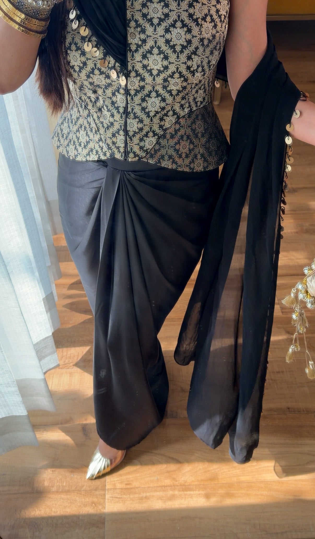 Banarasi Brocade Corset with Drape Skirt