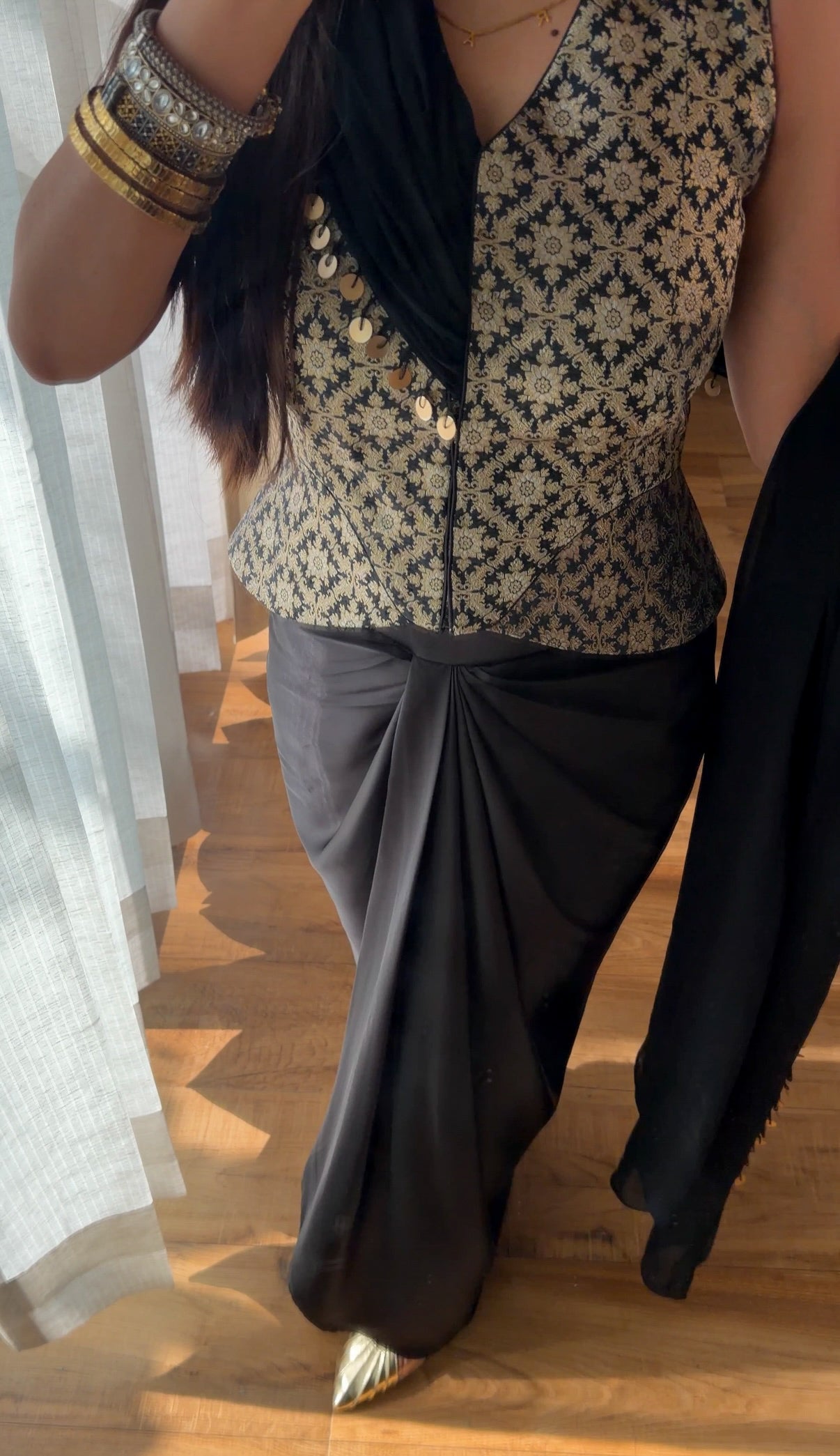 Banarasi Brocade Corset with Drape Skirt