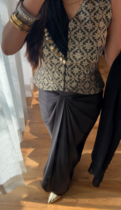 Banarasi Brocade Corset with Drape Skirt