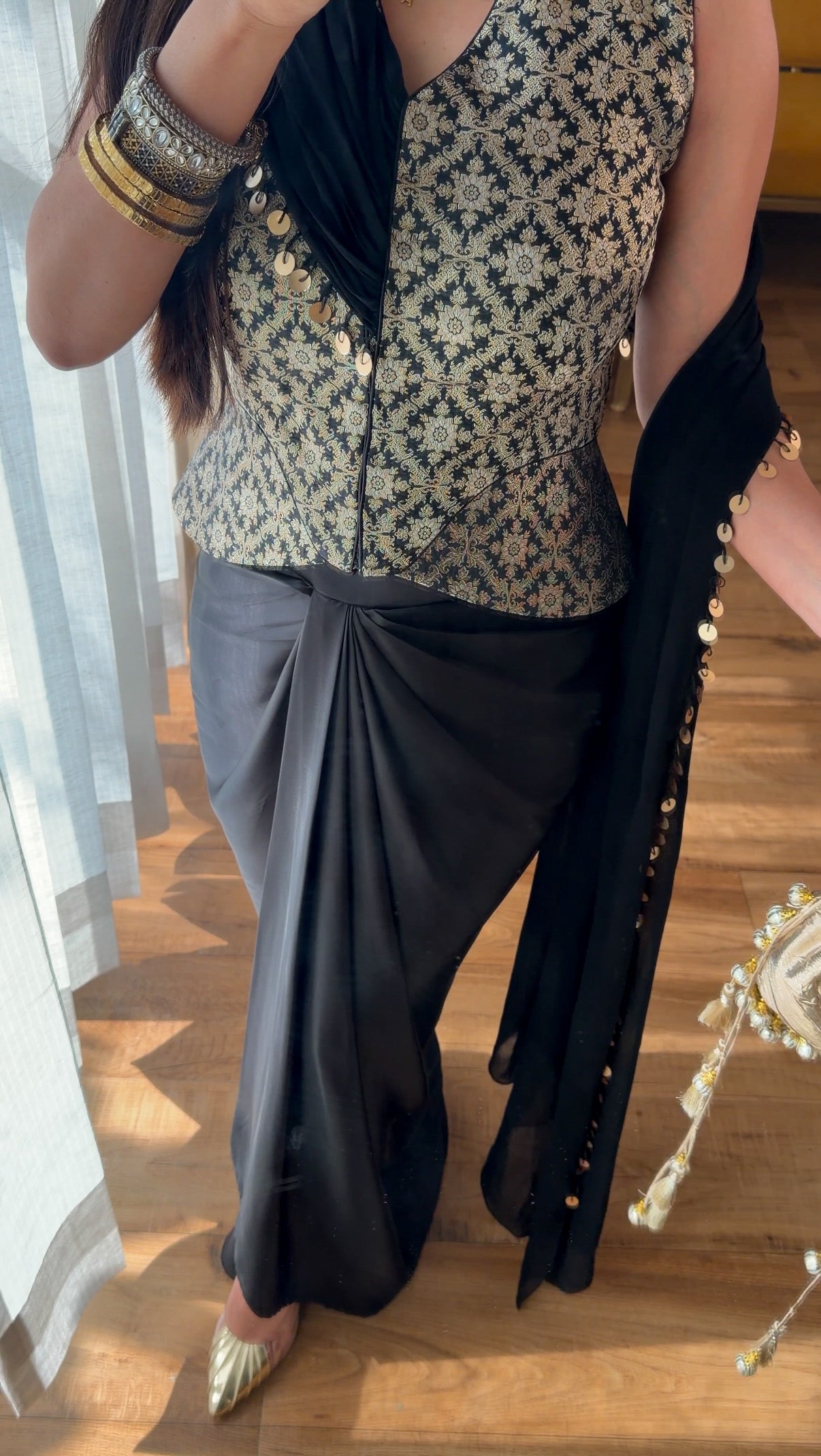 Banarasi Brocade Corset with Drape Skirt