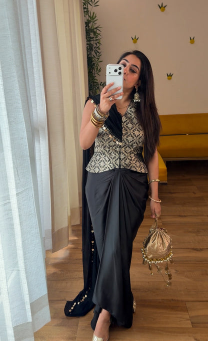 Banarasi Brocade Corset with Drape Skirt