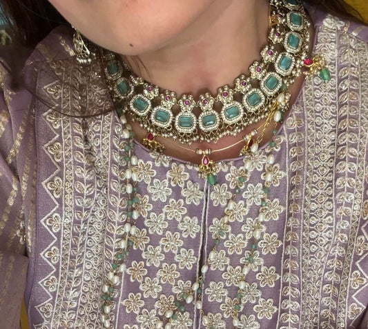 Anaya Mint Enamel Choker Set