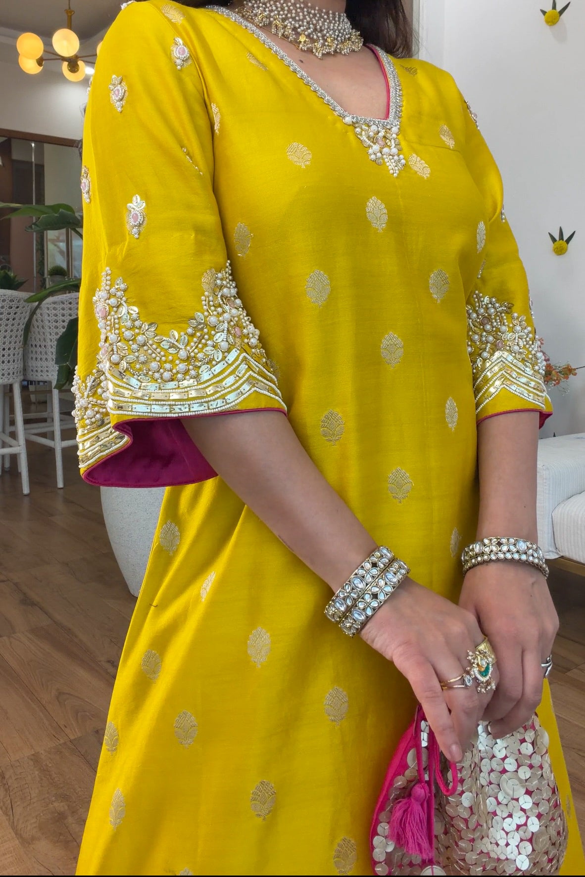 Banarasi silk with potli set