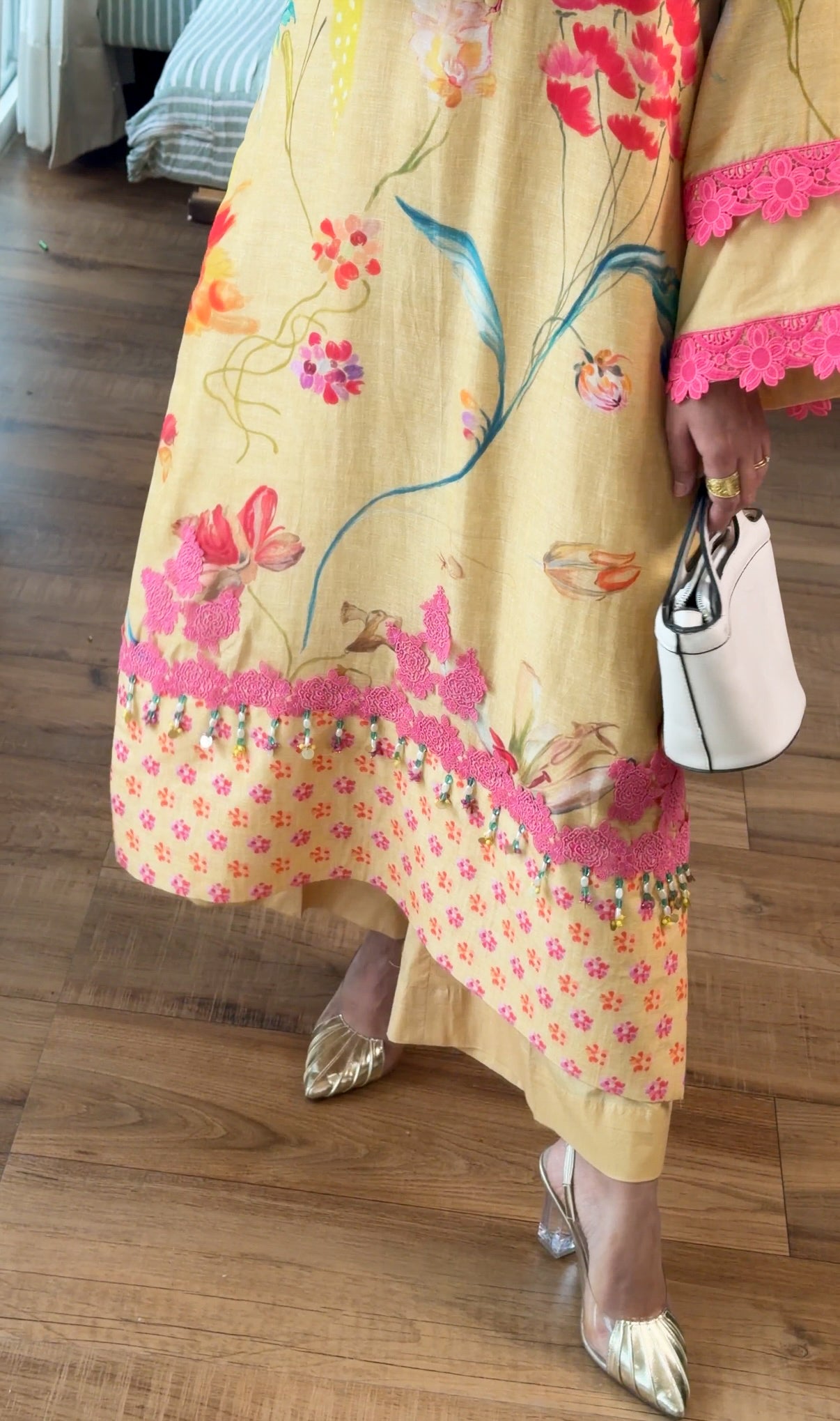 Yellow floral kurta set