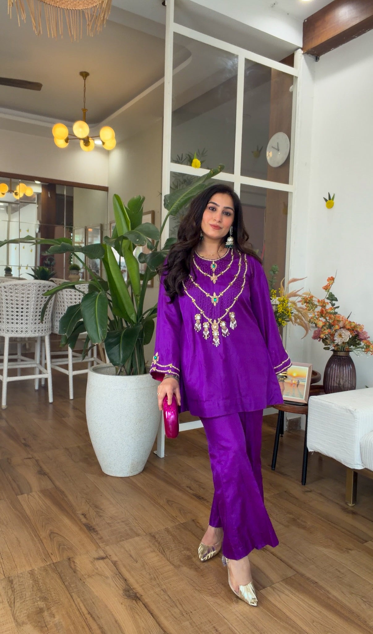 Jewel-Toned Festive Silk Set in Purple