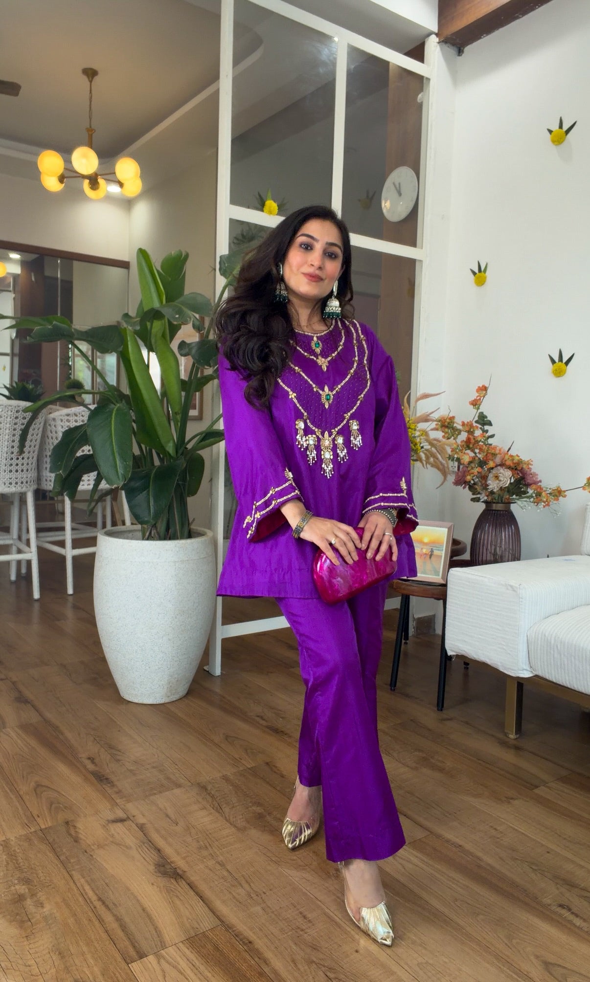 Jewel-Toned Festive Silk Set in Purple