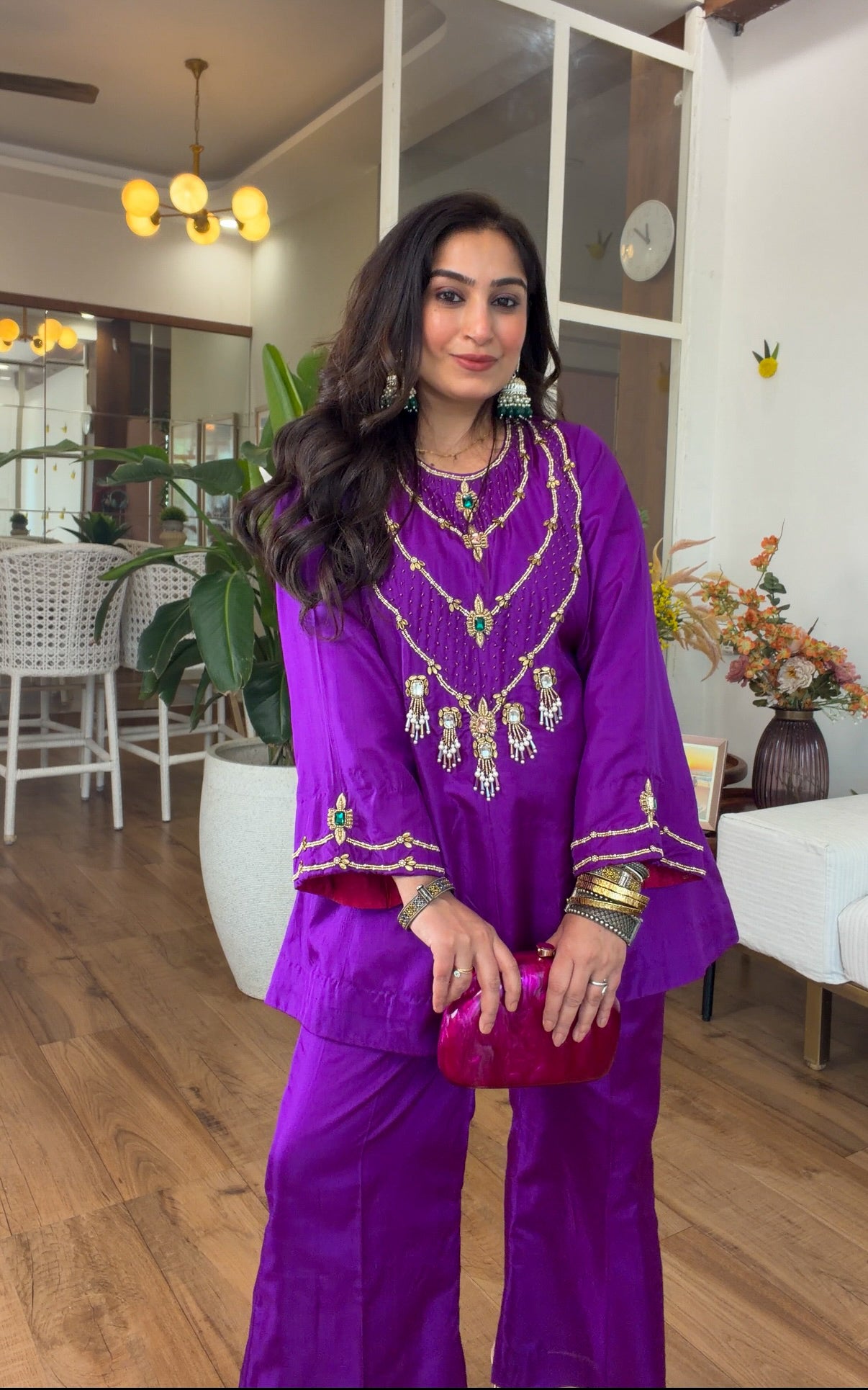 Jewel-Toned Festive Silk Set in Purple