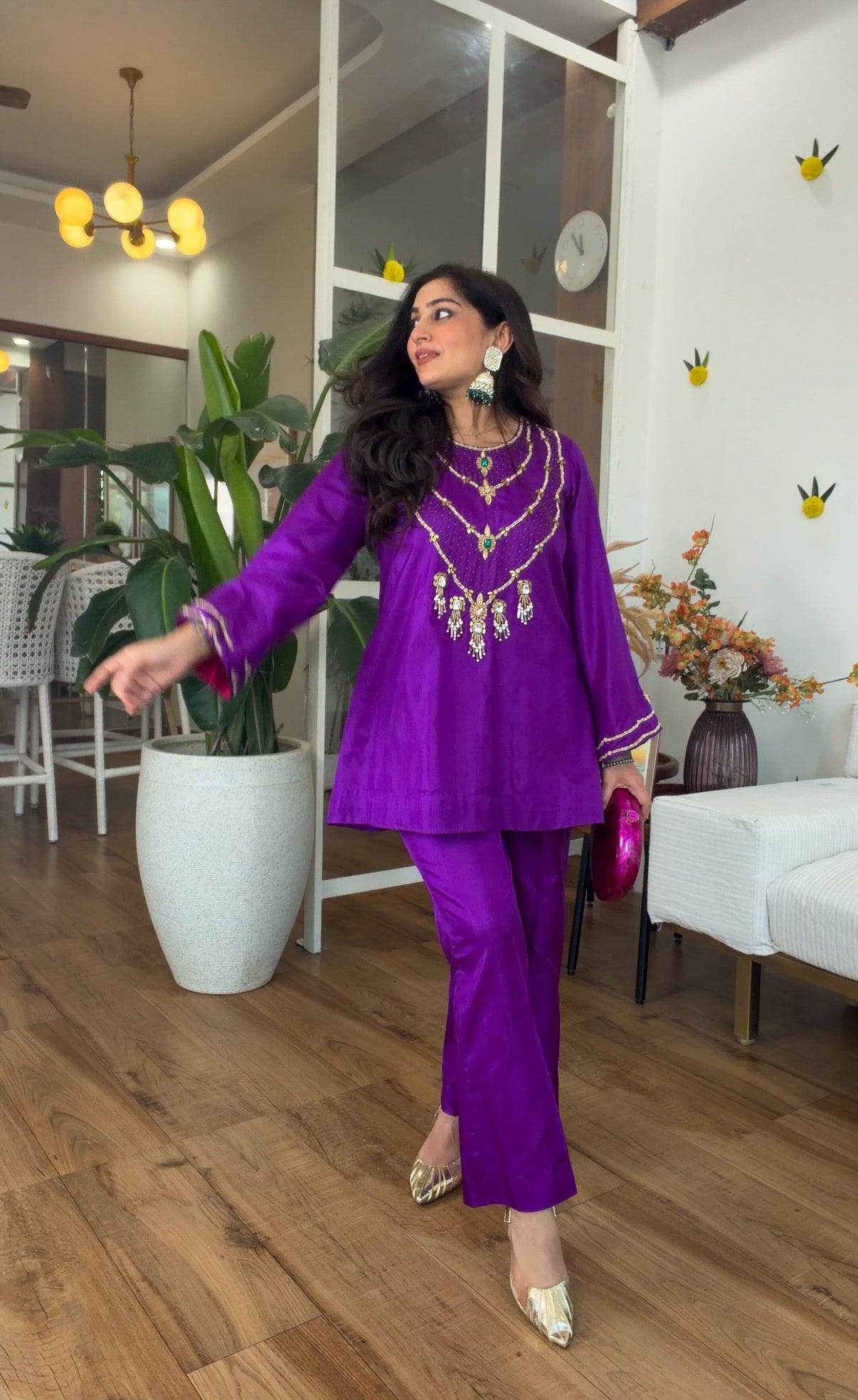 Jewel-Toned Festive Silk Set in Purple