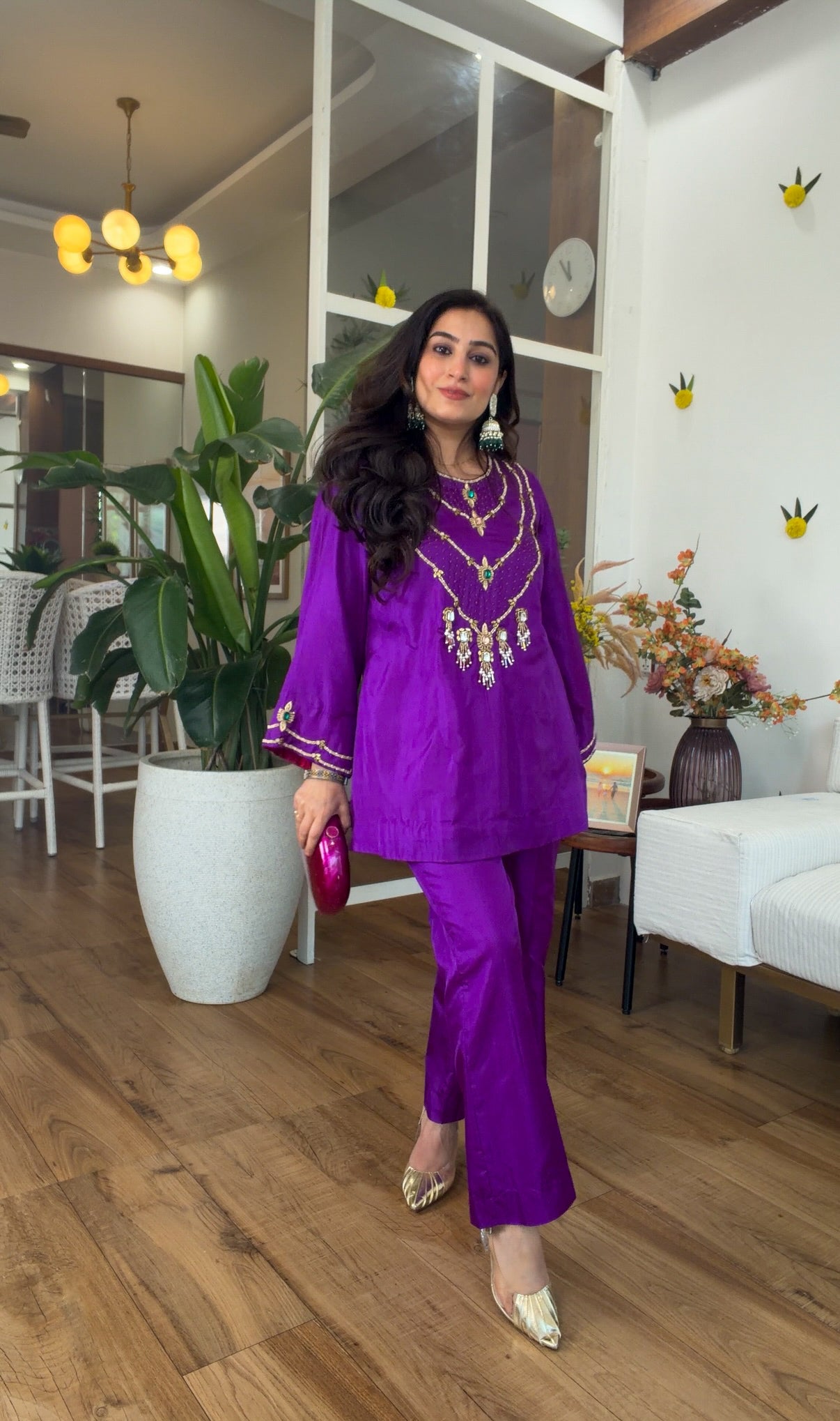 Jewel-Toned Festive Silk Set in Purple