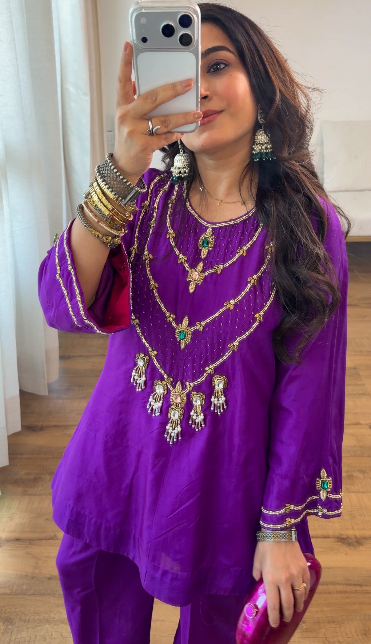 Jewel-Toned Festive Silk Set in Purple