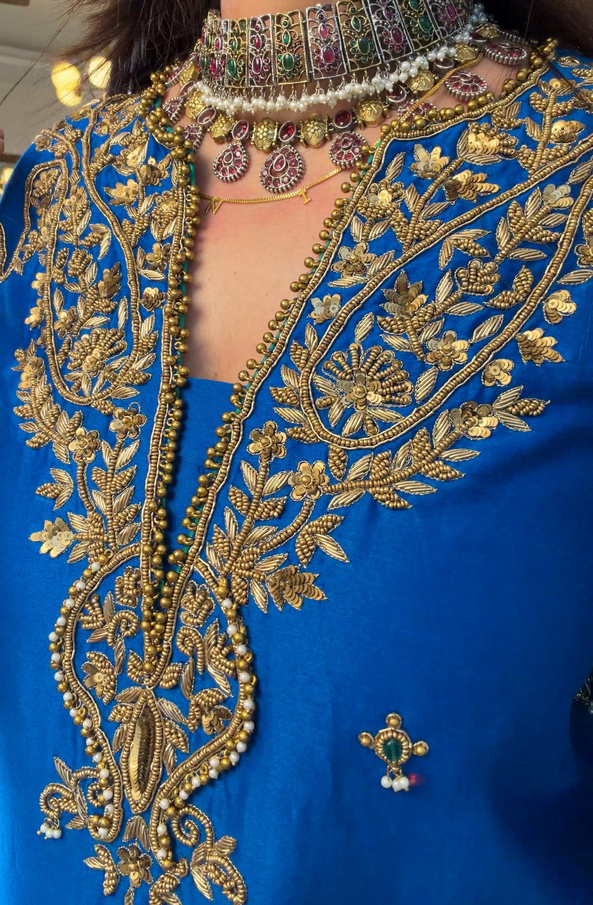 Blue emerald silk set