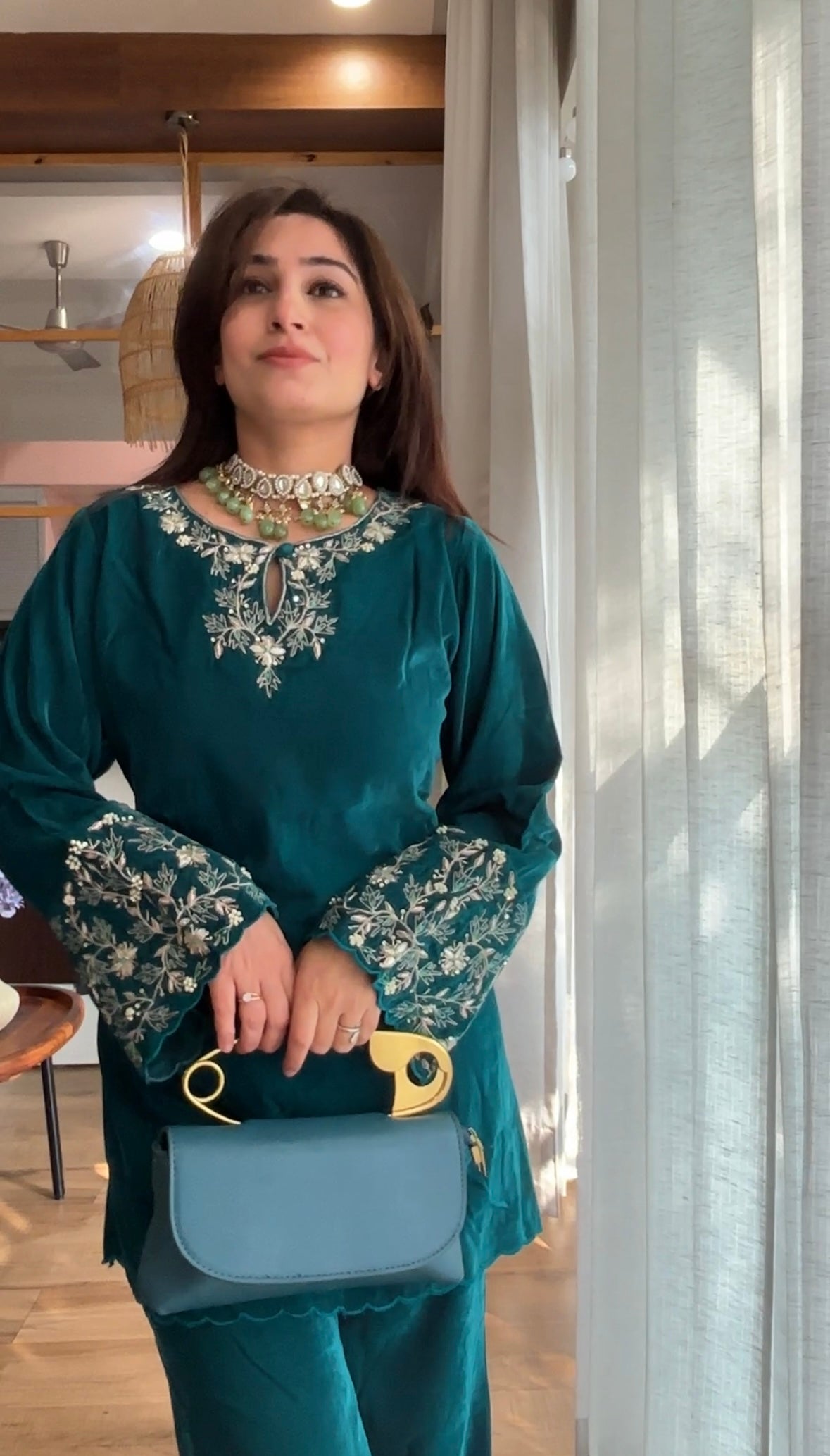 Velvet Hand Embroidery Co-ord Set