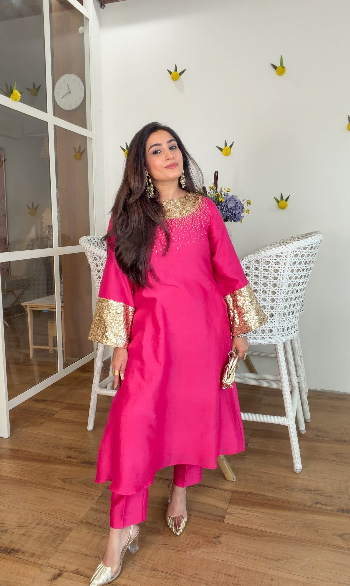 Fuchsia Sequin Kurta Set