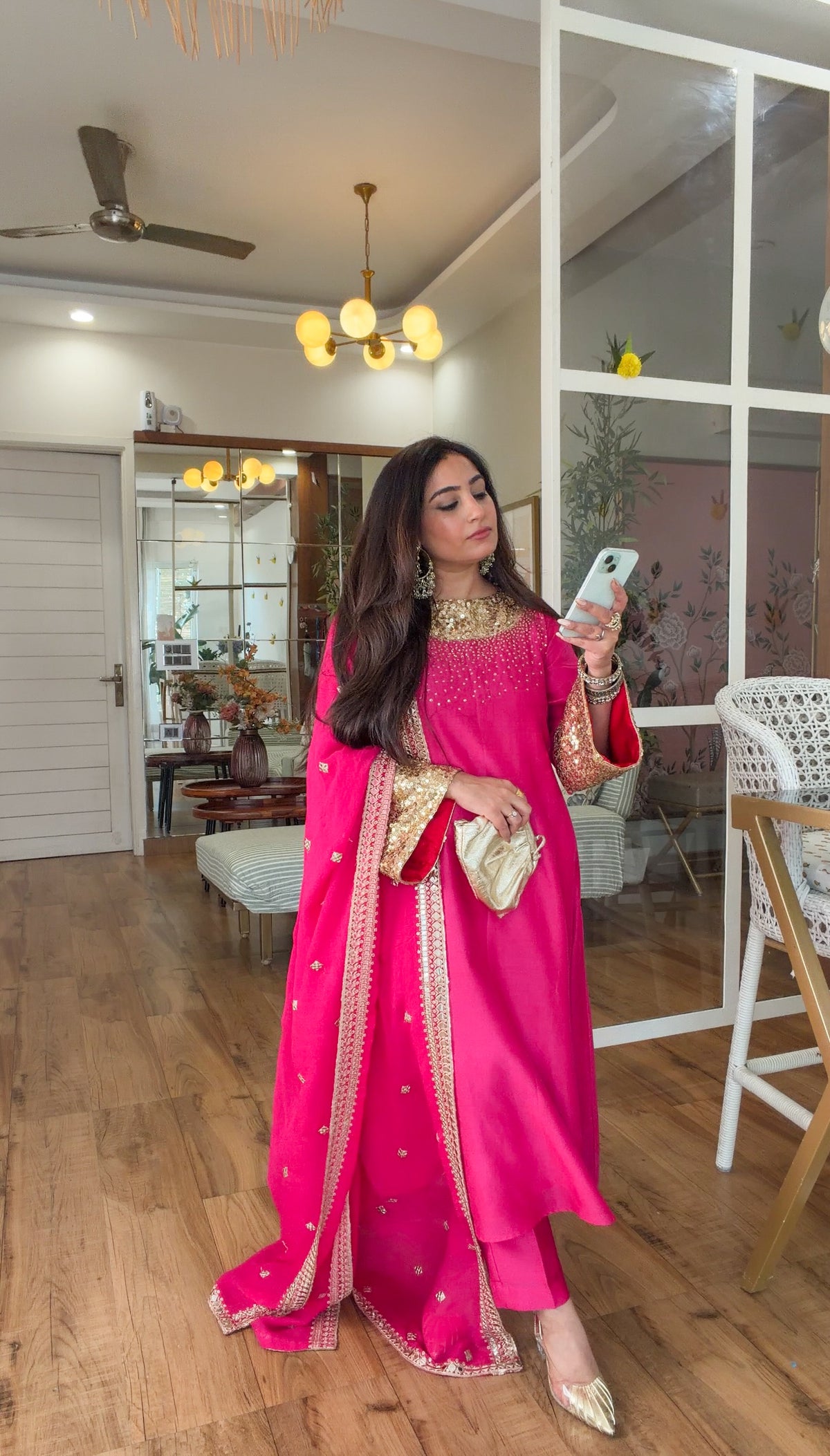 Fuchsia Sequin Kurta Set