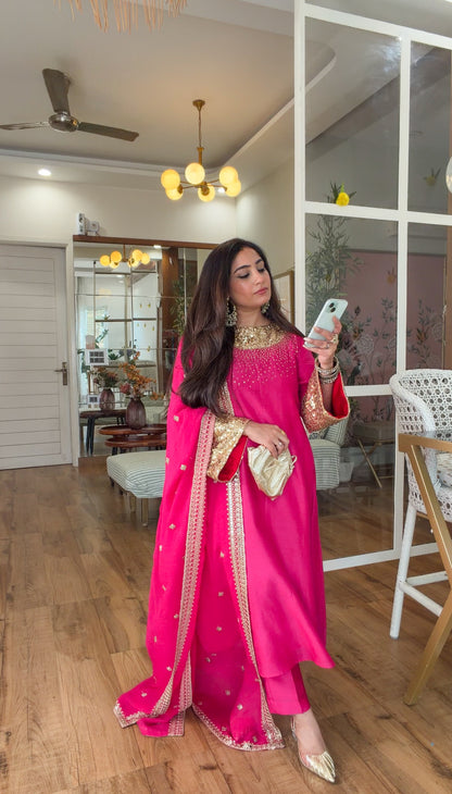 Fuchsia Sequin Kurta Set