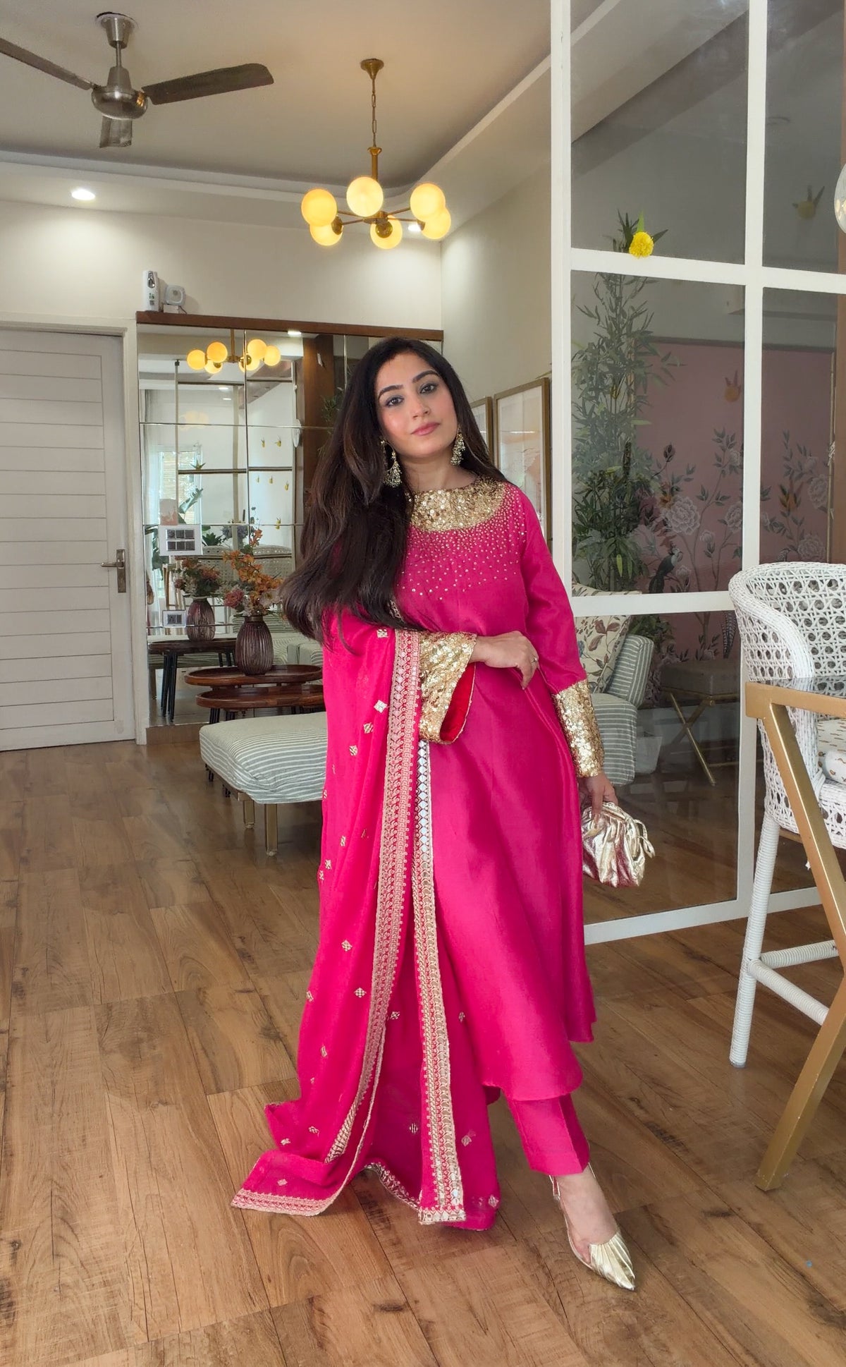 Fuchsia Sequin Kurta Set
