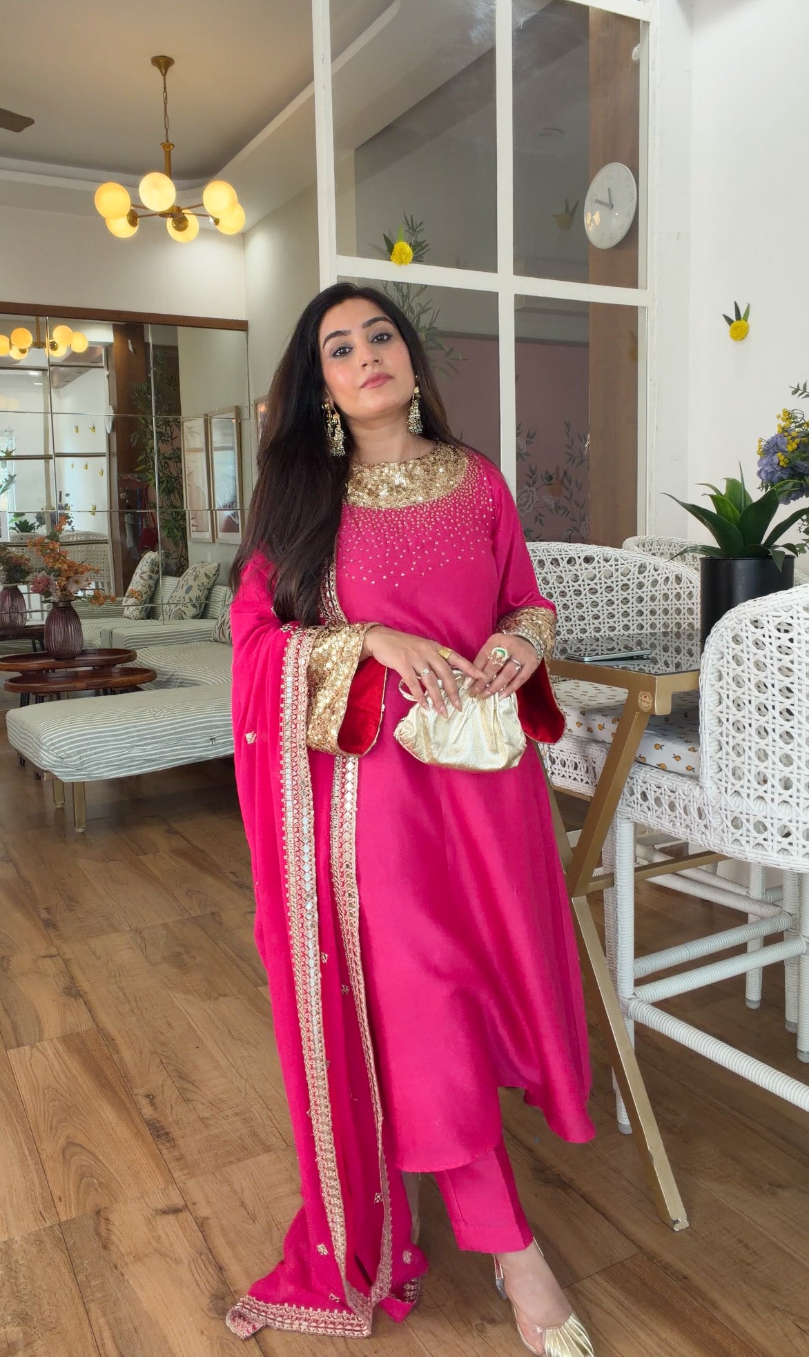 Fuchsia Sequin Kurta Set