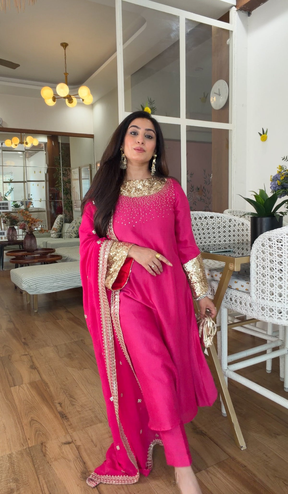Fuchsia Sequin Kurta Set