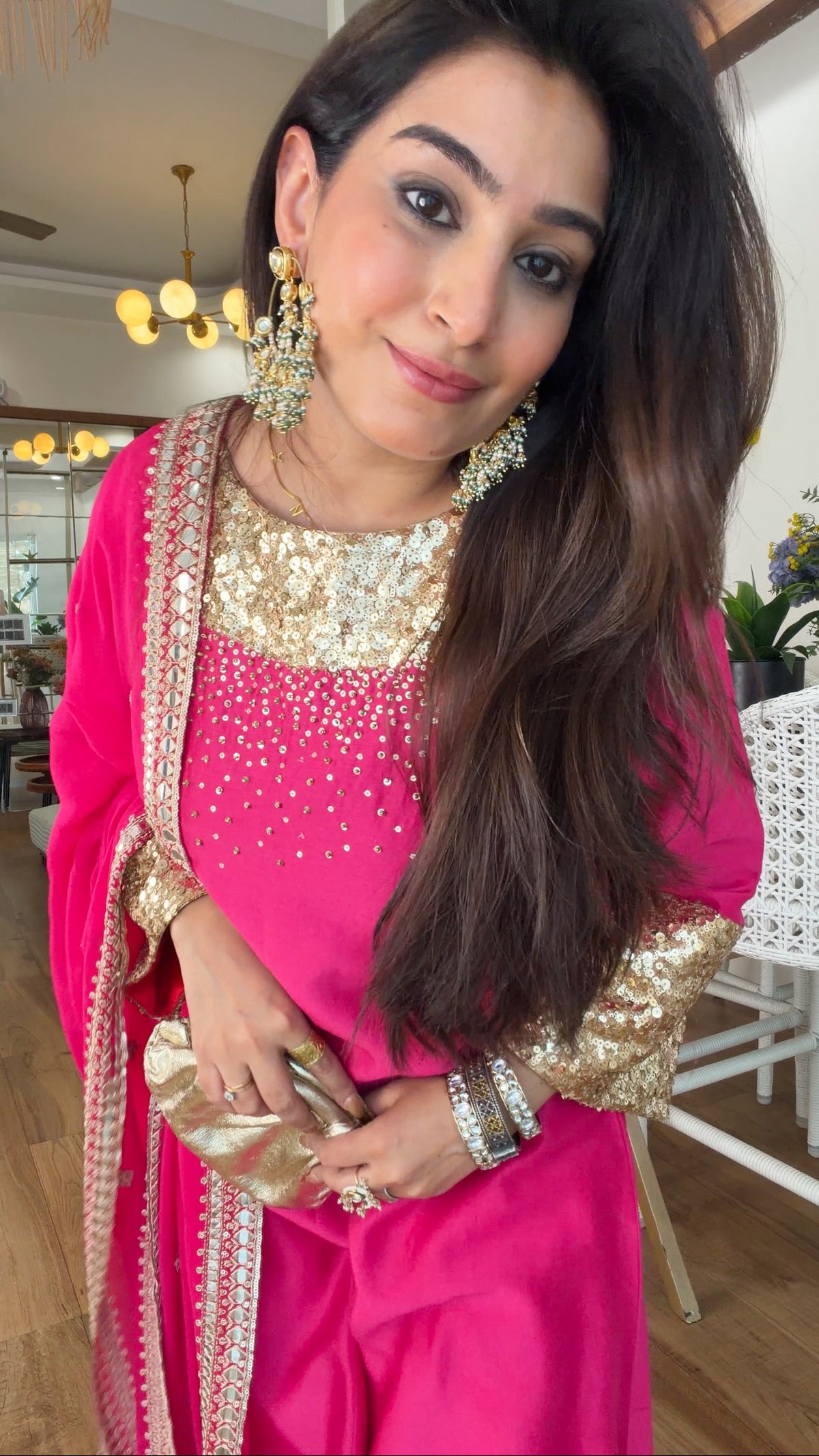 Fuchsia Sequin Kurta Set