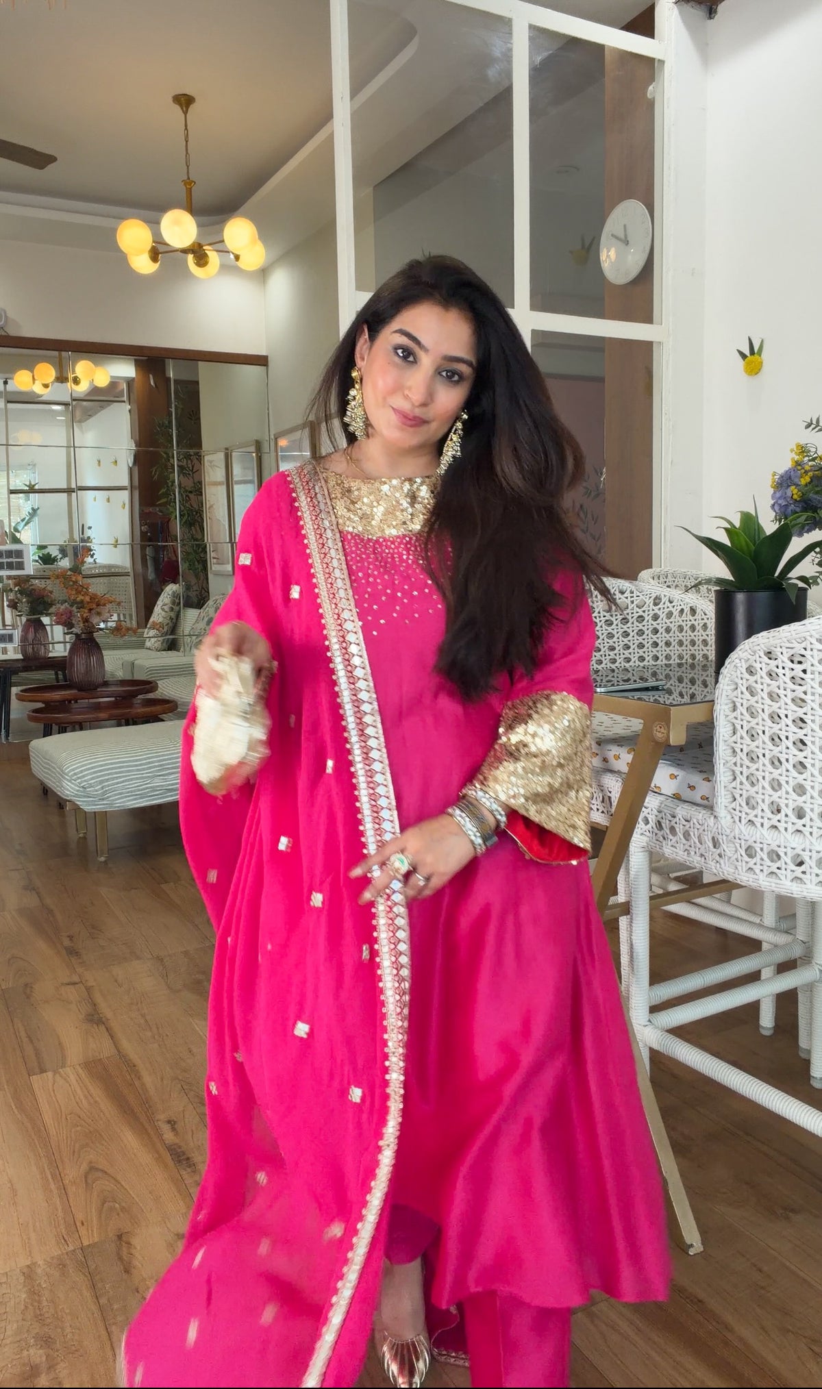 Fuchsia Sequin Kurta Set