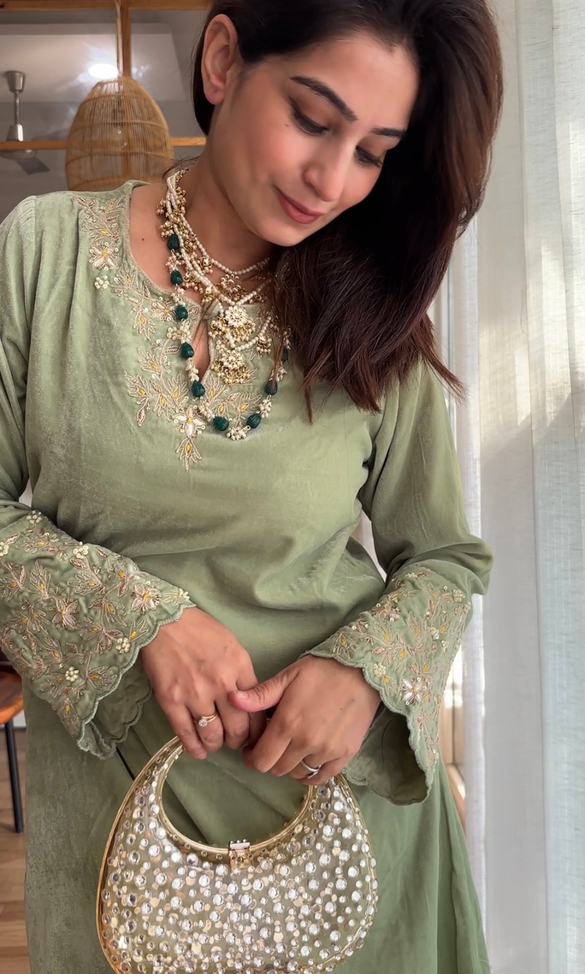 Velvet Hand Embroidery Co-ord Set