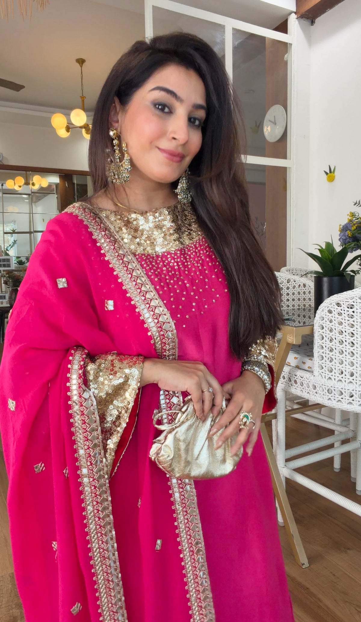 Fuchsia Sequin Kurta Set