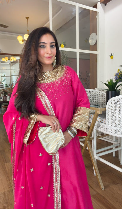 Fuchsia Sequin Kurta Set