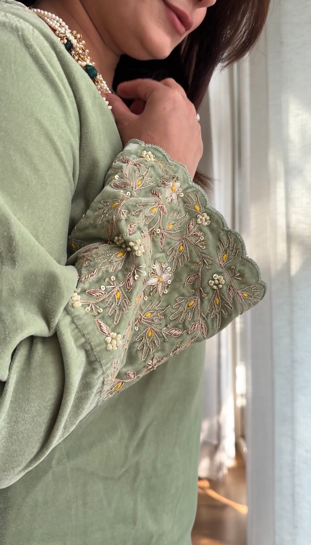 Velvet Hand Embroidery Co-ord Set