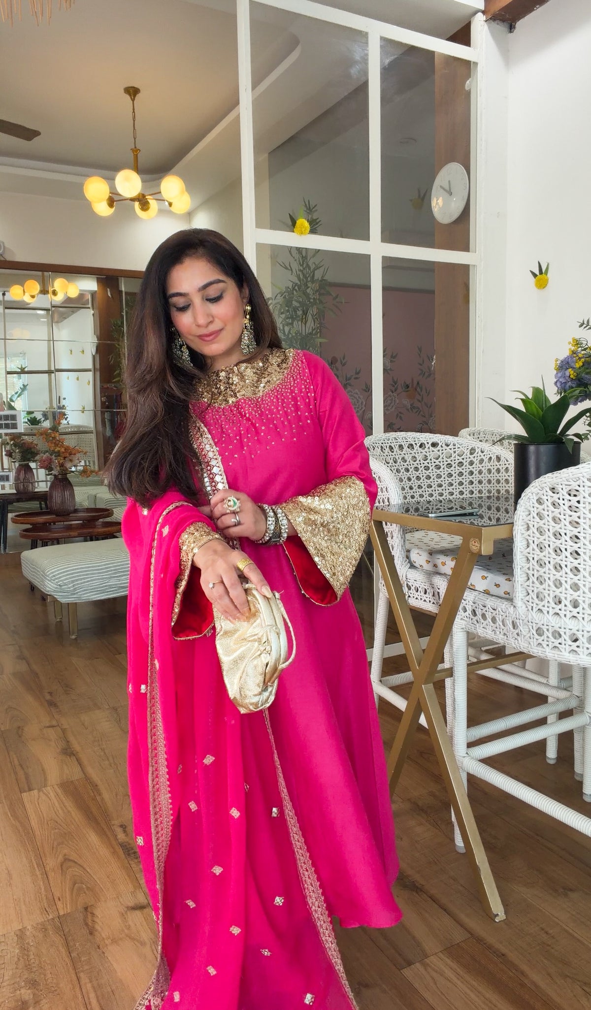 Fuchsia Sequin Kurta Set