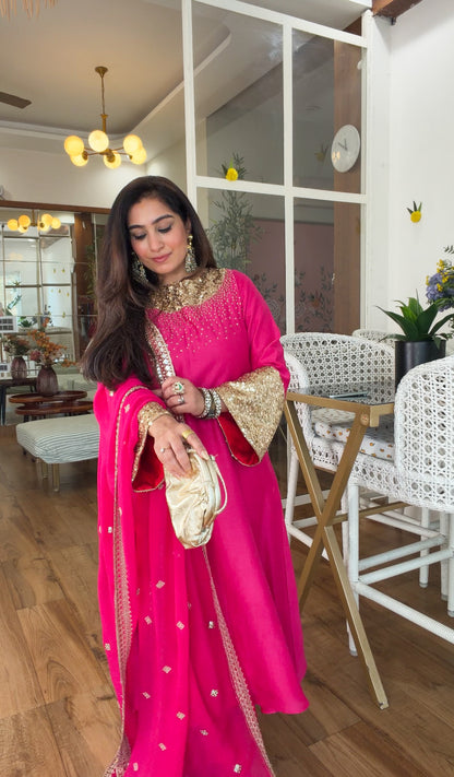 Fuchsia Sequin Kurta Set