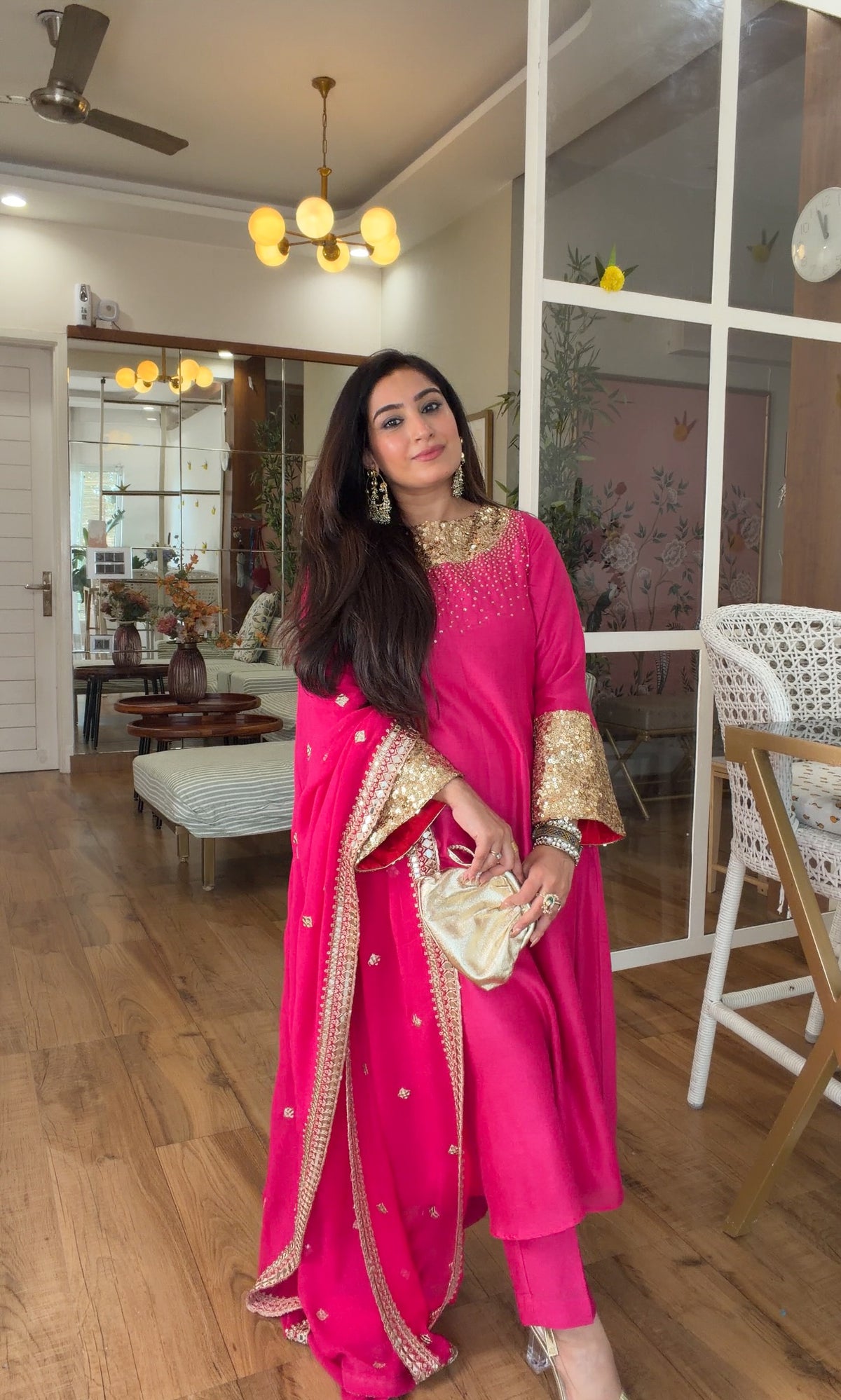 Fuchsia Sequin Kurta Set