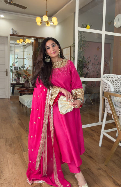 Fuchsia Sequin Kurta Set