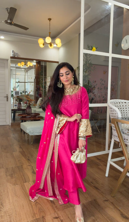 Fuchsia Sequin Kurta Set