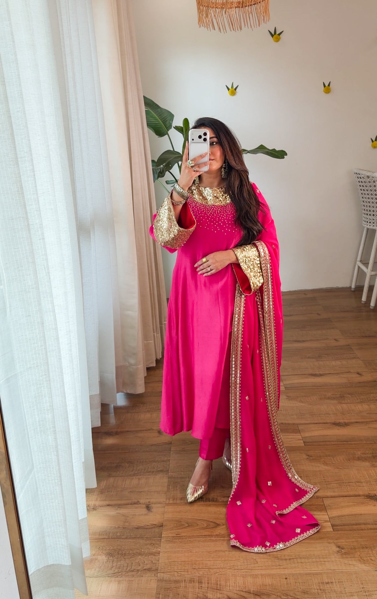 Fuchsia Sequin Kurta Set