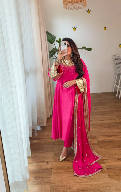 Fuchsia Sequin Kurta Set