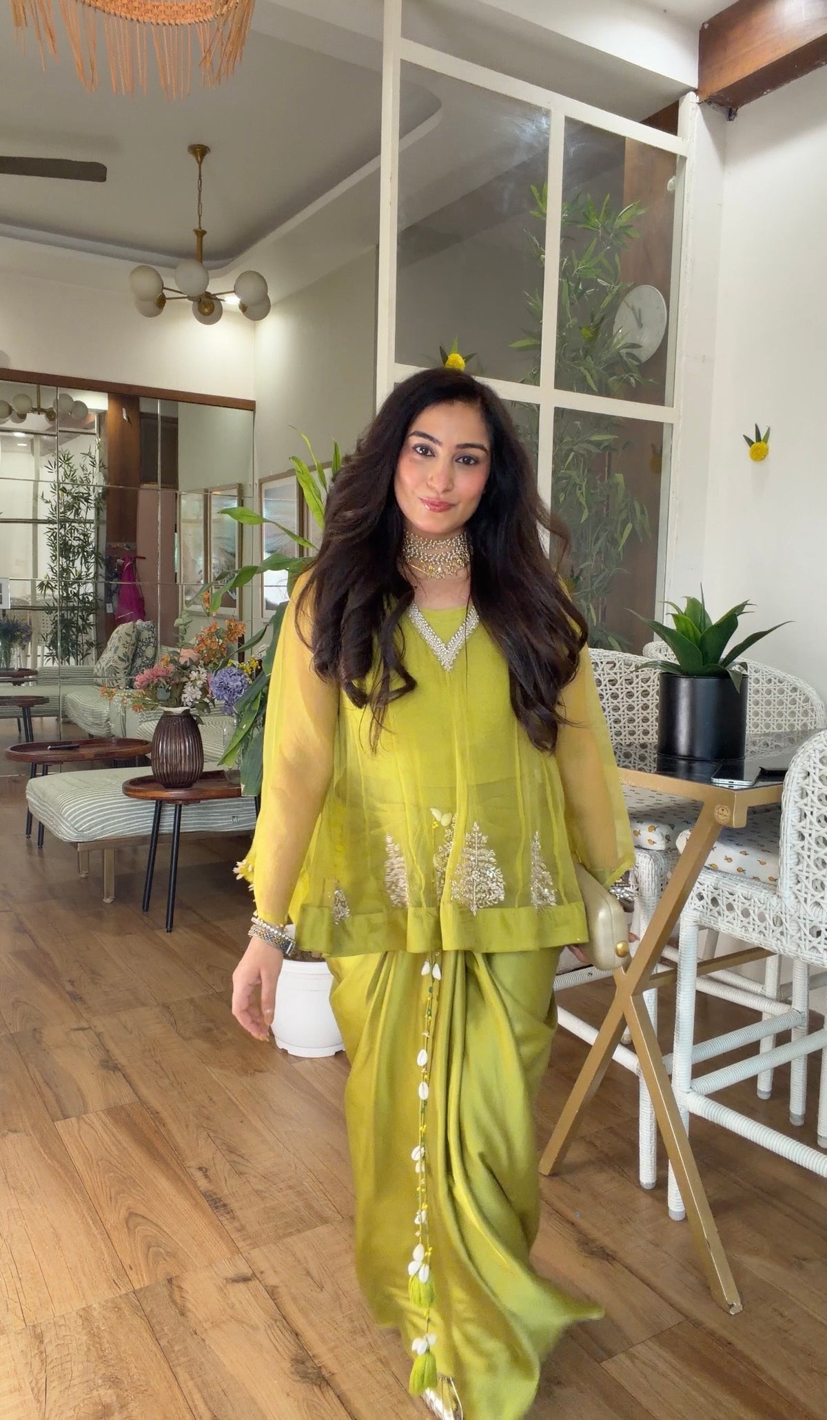 Lime Drape skirt