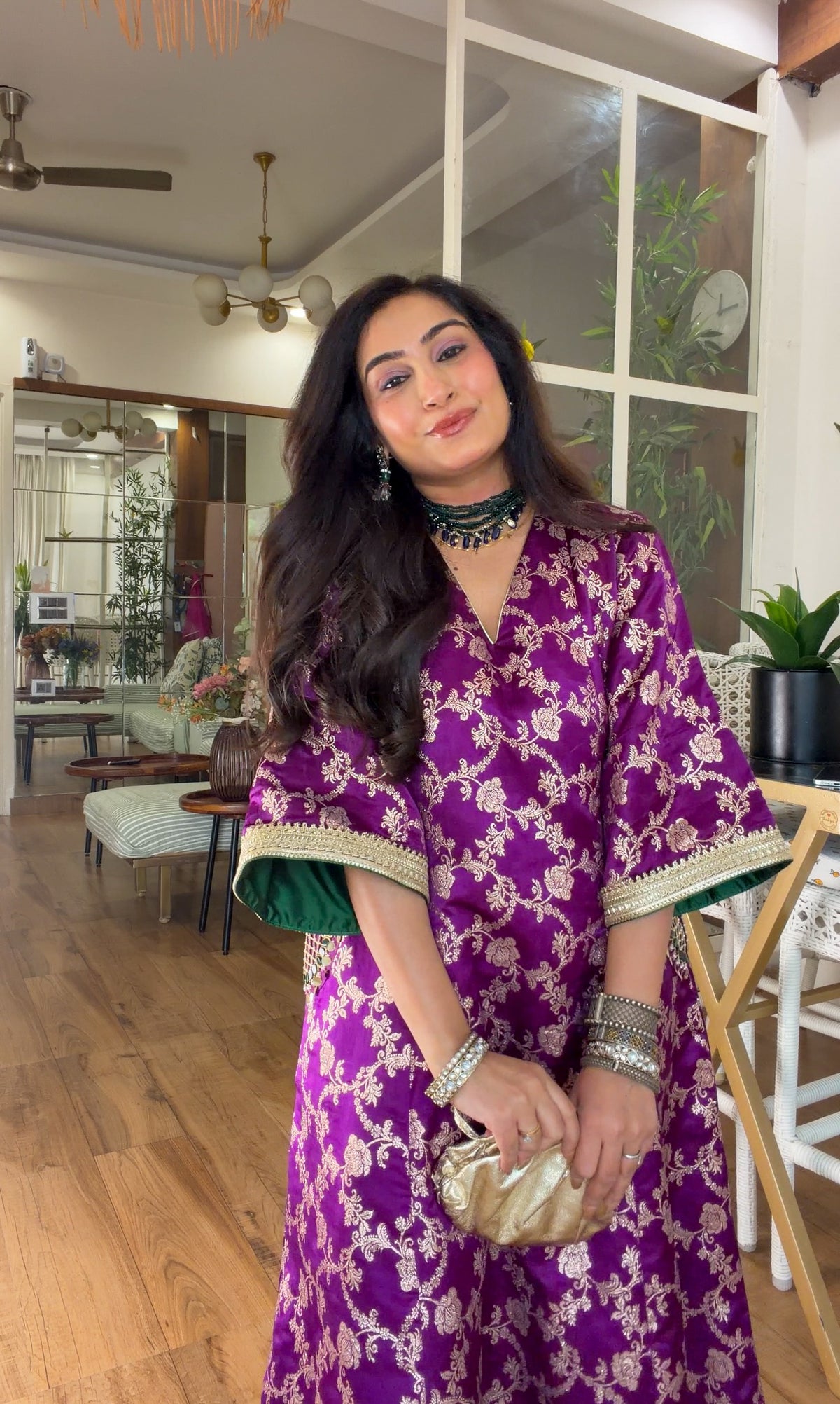 Purple Banarasi silk set
