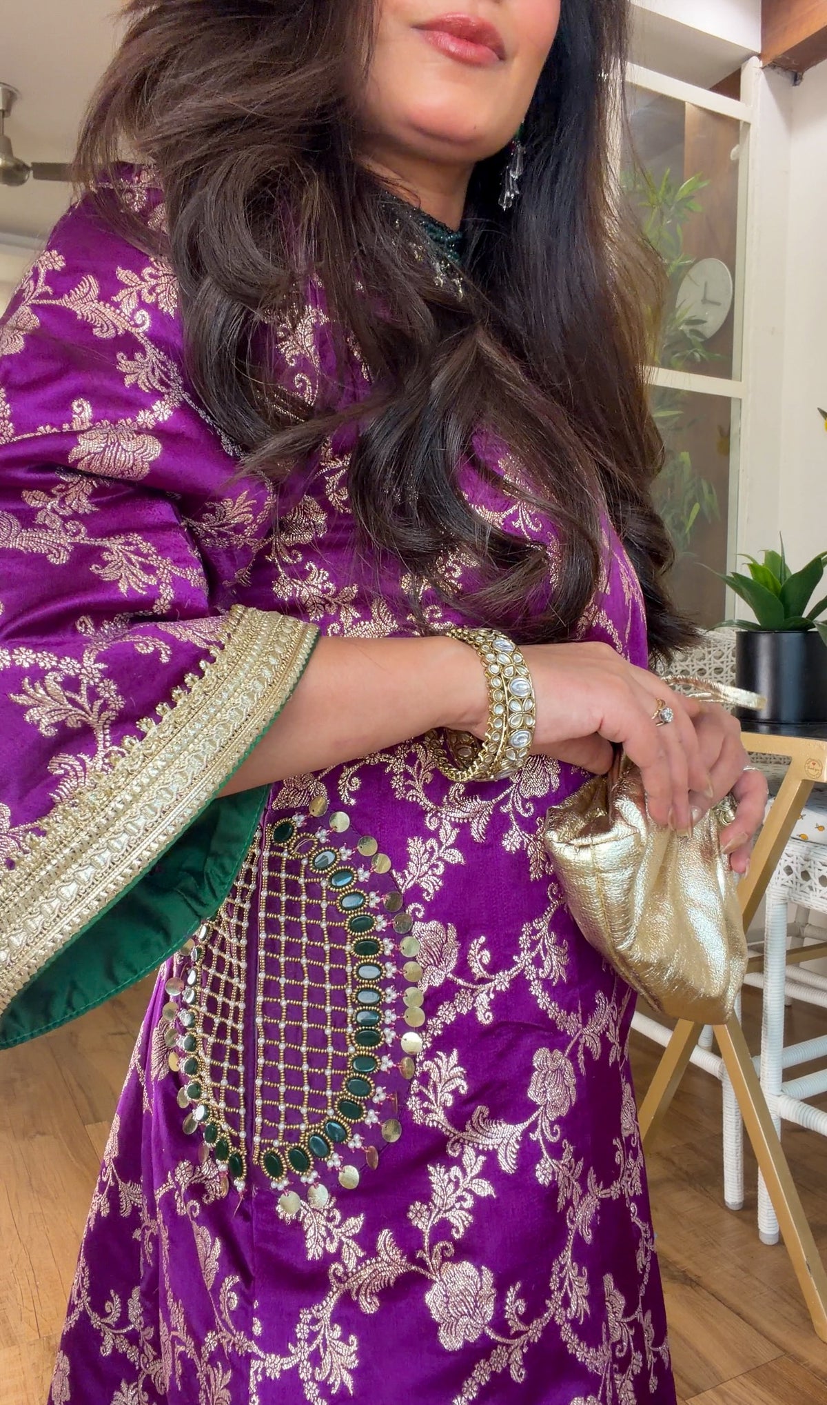 Purple Banarasi silk set