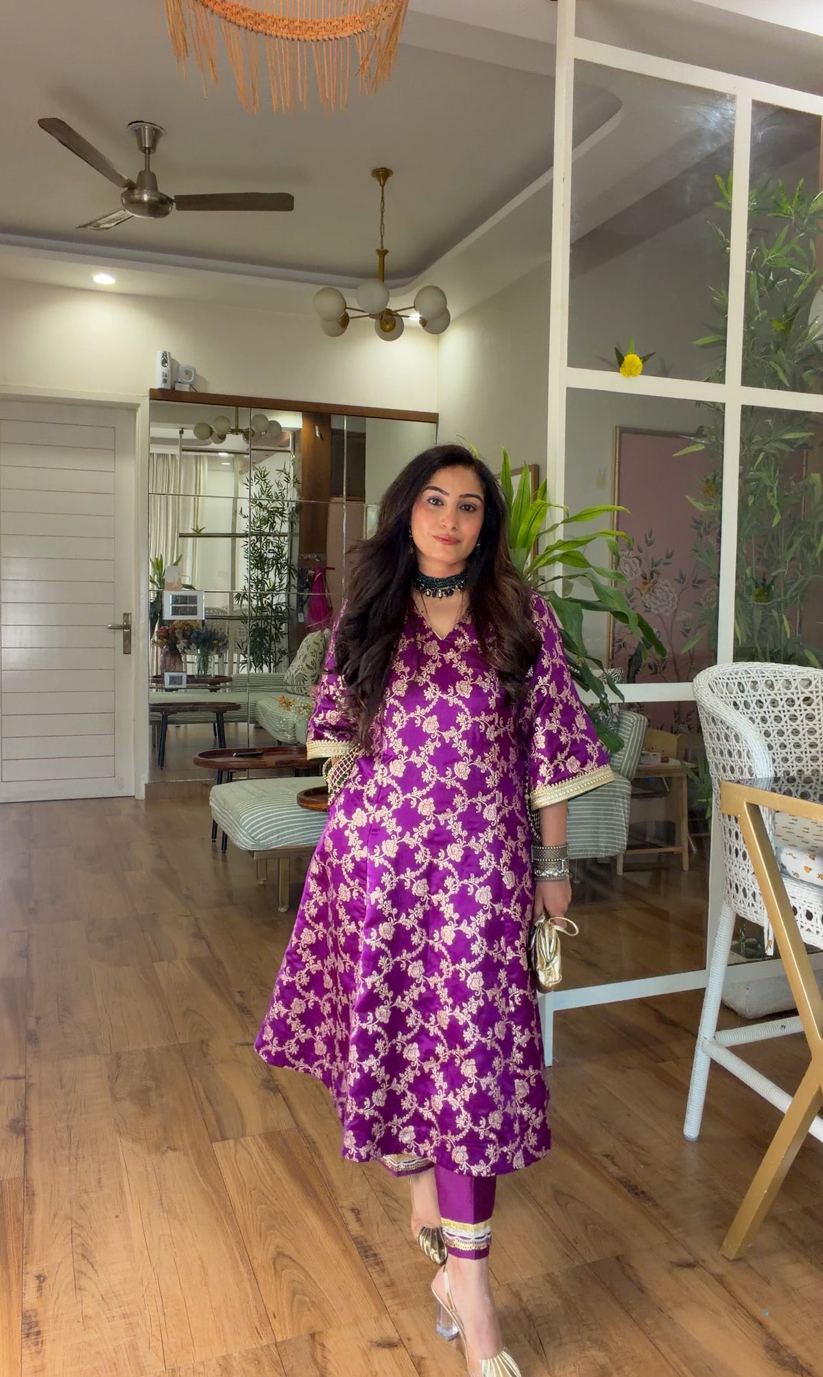 Purple Banarasi silk set
