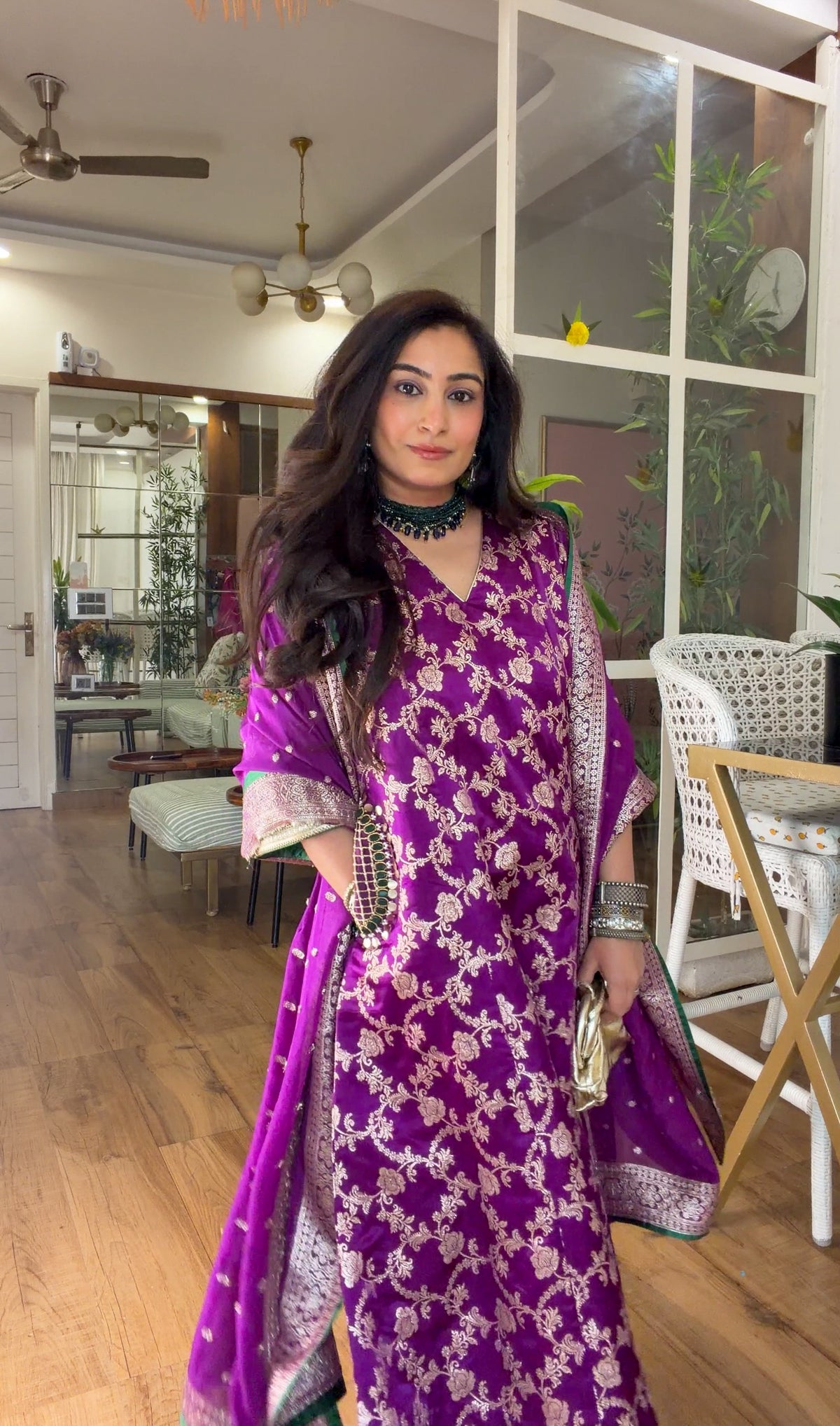 Purple Banarasi silk set