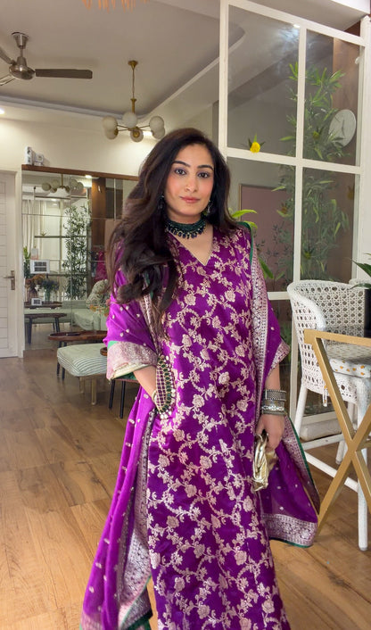 Purple Banarasi silk set